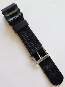 19mm Black Plastic & Nylon Sports Watch Band (Water Resistant/St. Steel Buckle) - Picture 1 of 5