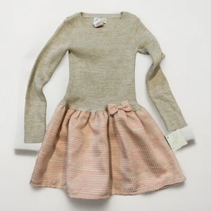 VTG NWT Heirlooms by Polly Flinders Pink and beige glitter Girls Kids Sz 6x (L) - Picture 1 of 6
