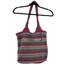 The Sak Woven Multi Colored Striped Satchel In Red - Picture 1 of 11