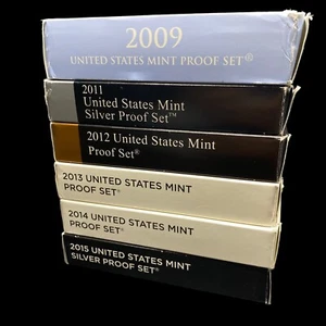Lot Of 6 US Mint Proof Sets Display Cases Boxed 2009 NO COINS PLEASE READ - Picture 1 of 12