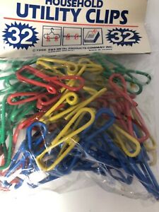  32 Pcs Clothesline Utility Clips Colorful Multifunctional Steel Wire Clips 
