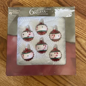 Vintage Weihnachten Glas Ornamente Holiday Time Zuckerstange Box von 5 1,25" Retro - Bild 1 von 2