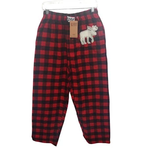 Lazy One Moose Adult Pajama Pants Size S Red Plaid Loungewear Cozy Comfy Unisex - Picture 1 of 6