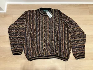 Maglione Tundra Vintage Uomo Taglia L Canada Maglia 3D Righe Anni 90 Coogi - Foto 1 di 3