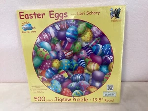 Rompecabezas redondo "Huevos de Pascua" Lori Schory SunsOut 500 piezas 19,5" nuevo sellado - Imagen 1 de 4