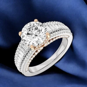 IGI Lab Created 3.25 Ct Diamond Round Cut Ring 14k Multi Tone Gold 4 5 6 - Picture 1 of 10