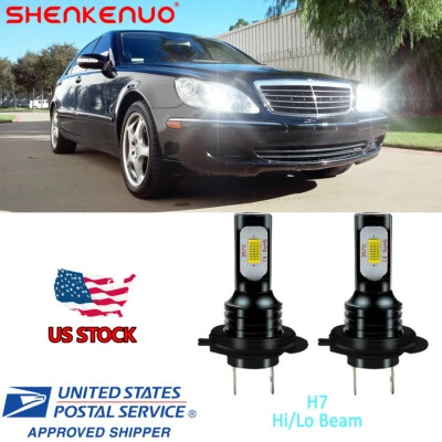 2x H7 White LED Hi/Lo Beam Headlight For Mercedes-Benz S430 S500 S600 2000-2006 - Image 1 of 4