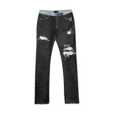 $385 NWT RtA BRYANT BLACK COATED MID RISE SKINNY JEANS SZ 40