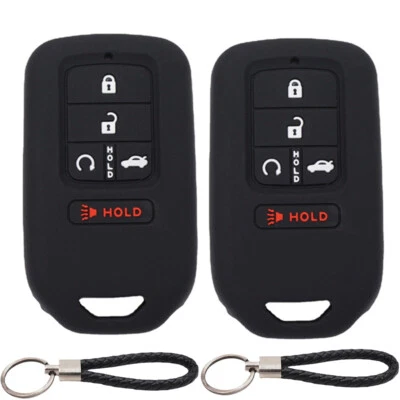 2Pcs 5 Buttons Silicone Key Fob Cover Keychain for Honda Civic Accord Pilot Foto 1 de 4