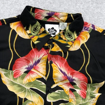 Hilo Hattie Shirt Men's Extra Large Black Floral All Over Print Lightweight Silk - Image 1 of 4