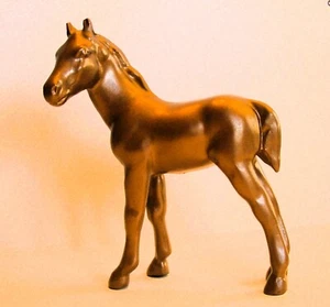 Vtg Possible Kirk Gold Tone Pewter Heavy Metal Standing Colt Foal Pony Horse 5" - Picture 1 of 6