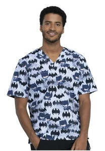 Batman Justice League Tooniforms Men XS Unisex Scrub Top Cherokee Cotton TF606 - Picture 1 of 7
