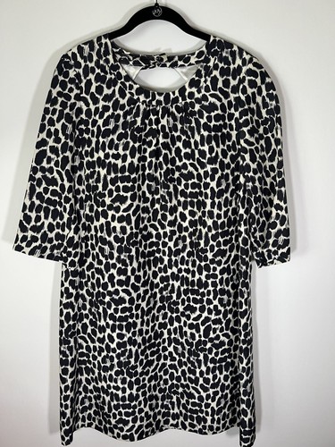 Abito Kate Spade nero bianco leopardo seta tubino linea a tg 12 preppy corpcore