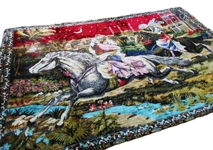 Large Vintage Velvet Tapestry 6x4' Arabian Nights Arabic Middle Eastern Wall Art - Picture 1 of 10