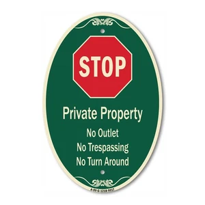 Designer Series - Private Property No Outlet No Trespassing Or Turn Around With - Picture 1 of 4