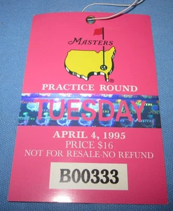 1995 Masters Tournament Practice Round Badge ~ Dienstag 4. April 1995 - Bild 1 von 3