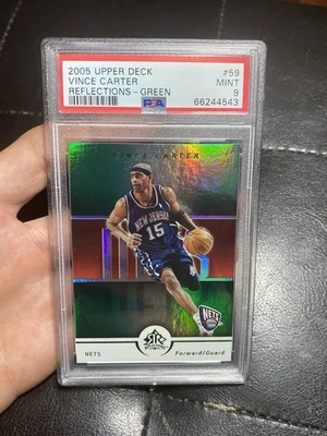 2005-06 Vince Carter Upper Deck Reflections Green /25 Nets PSA 9 - Image 1 of 2