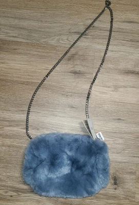 全新带标签 Natures Collection 真兔毛皮管袋钱包链小号斜挎包 — 第 1/4 张图片