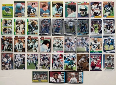 Lote de 39 tarjetas coleccionables de fútbol americano de los Seattle Seahawks NFL de colección años 70 años 80 años 90 años 2000 Foto 1 de 4