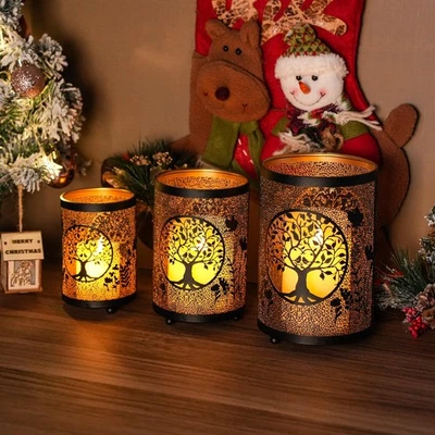 Candelabro de Navidad 7" H Grabado Metal Candelabro Decoración de Navidad... Foto 1 de 4