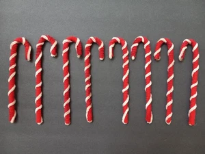 Ocho adornos navideños antiguos de bastón de caramelo de chenilla - Imagen 1 de 9