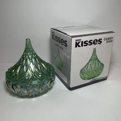 Godinger Hershey’s Kisses Crystal Iridescent Green Candy Dish Bowl Display (NEW) - Image 1 of 4