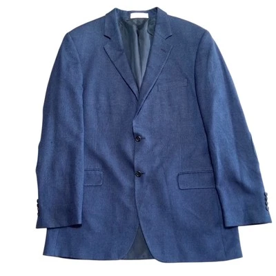 Blazer masculino de seda Loro Piana cashmere 46 XT azul casaco esportivo remendos de cotovelo - Imagem 1 de 4