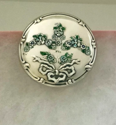 IMPRESIONANTE CAJA DE BARATIJAS TOCADOR ARCO RAMO ESMALTE ESTERLINA HP COMO NUEVO Foto 1 de 4