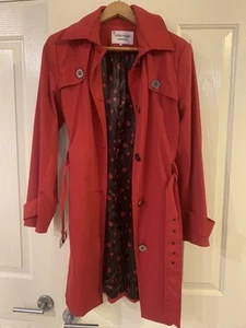 Table Eight Ladies Red Button & Belted Trench Coat Fully Lined Size 12 - Picture 1 of 7