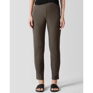 Eileen Fisher waschbare Stretch Krepp Hose braun Slim Fit knöchellang Gr. XS - Bild 1 von 9