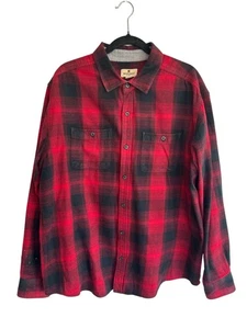 Woolrich Shirt Men's XL Red Black Plaid Flannel Button Up Long Sleeve Cotton Out - Picture 1 of 8