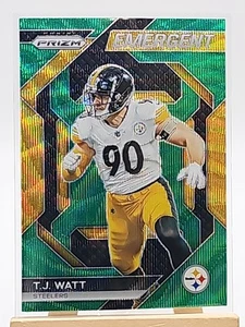 2023 Panini Prizm Emergent T.J. Watt #H-17 Green Wave Prizm Steelers - Picture 1 of 2