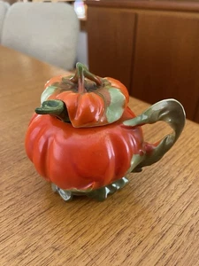 Antique Royal Bayreuth Porcelain Figural Tomato Jar Mustard Pot With Spoon - Picture 1 of 14