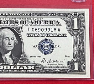 1957 $1 Dollar Silver Certificate (Blue Seal) Block D-A , Uncirculated - Picture 1 of 3