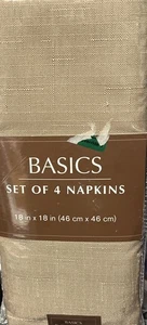 Benson Mills Cloth Dinner Napkins Set of 4 Beige 18X18" Easy Care NEW - Picture 1 of 2