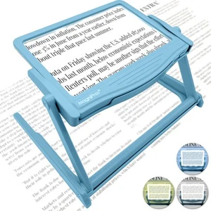 5X Large LED Hands-Free Full Page Magnifying Glass with Detachable Stand & 3 ... - Picture 1 of 9