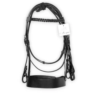 Comfortable Black Hunter Horse Bridle Leather 2Inch Noseband nd Plaited Browband - Picture 1 of 5