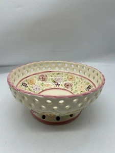 Vestal Bowl Hand Fruit Bowl Hand Painted  Vintage Portuguese Pottery - Picture 1 of 11