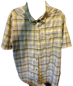 SWISS TECH Men’s Yellow Plaid Short Sleeve Button Down Shirt Size LARGE - Picture 1 of 4