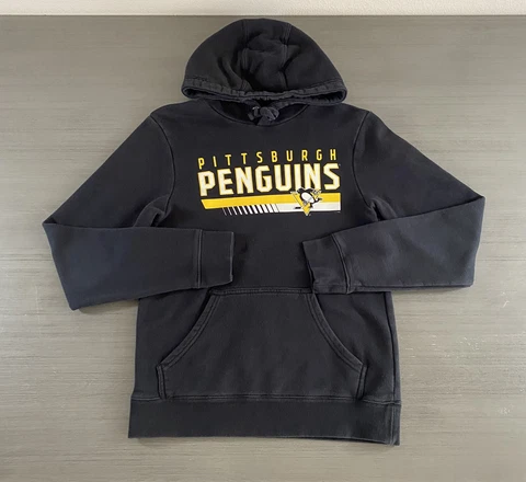 Pittsburg Penguins Sweater Mens Small S Black Yellow Pullover Hockey Hoodie NHL Cover