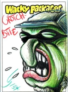 2024 WACKY PACKAGES DRAWN ARTIST SKETCH CARD CROTCH BITE by Greg Trieze 158 - Picture 1 of 2