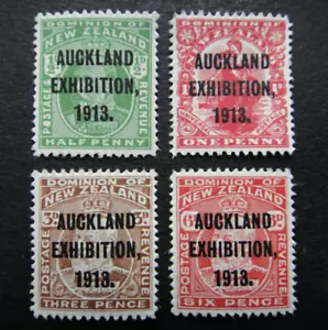 Neuseeland 1913 Briefmarken postfrisch Aufdruck Auckland Ausstellungssatz - Bild 1 von 2