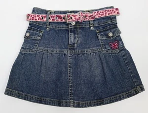 Arizona Jean Co Jean Skirt Girls 6X Dark Stonewash Denim Blue, Belt, Butterfly - Picture 1 of 6