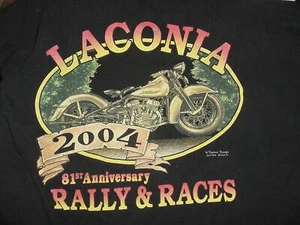 Vintage Laconia 2004 81st Anniversary Black Short Sleeve T-Shirt Size XL Rare, - Bild 1 von 2