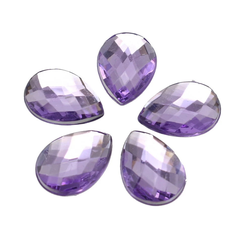 500 cuentas de gema TearDrop de estrás acrílico con respaldo plano 13X18 mm sin agujero varios colores Foto 1 de 4