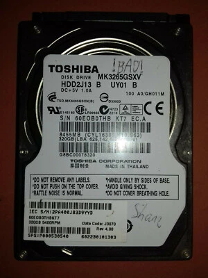 Toshiba MK3265GSXV 320GB 5400RPM 2.5 inch Laptop SATA2 Hard Disk Drive (old) - Image 1 of 4