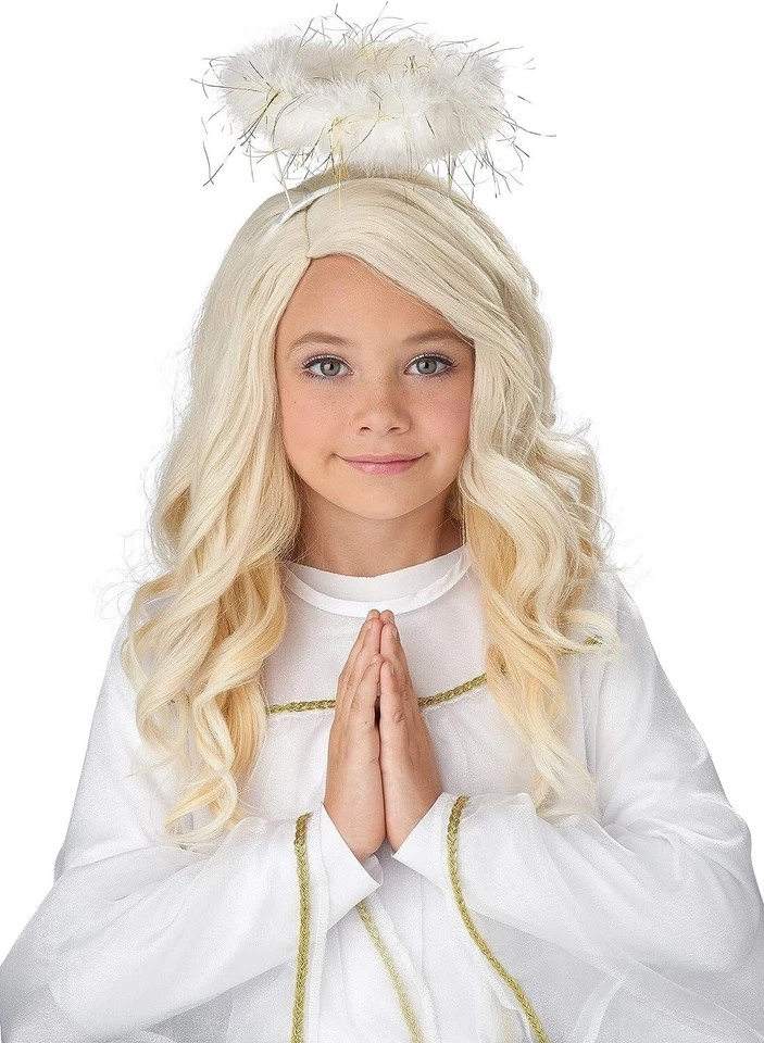 Golden Angel Wig Blonde Long Fancy Dress Up Halloween Child Costume Accessory - Image 1 of 1