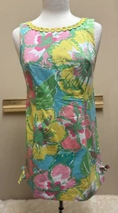 LILLY PULITZER Delia Dress Shorely Blue Floral Shift Style 91796 SZ 4 - Picture 1 of 11