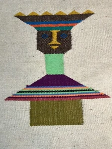 "Tapiz vintage colgante de pared arte tejido a mano 15""x15"" decoración étnica del suroeste" - Imagen 1 de 12