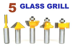 5pc 1/2 Shank Grill Glass Muntin Mullion Round Over Door Router Bit Set sct-888 - Picture 1 of 11